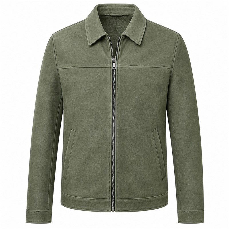 Men's Highland Sage Green Leather Blazer Jacket, Colombian Cut