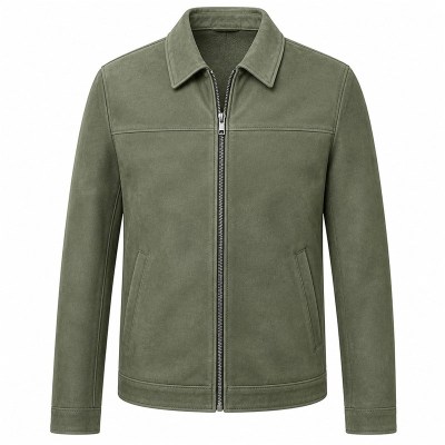 Men's Highland Sage Green Leather Blazer Jacket, Colombian Cut