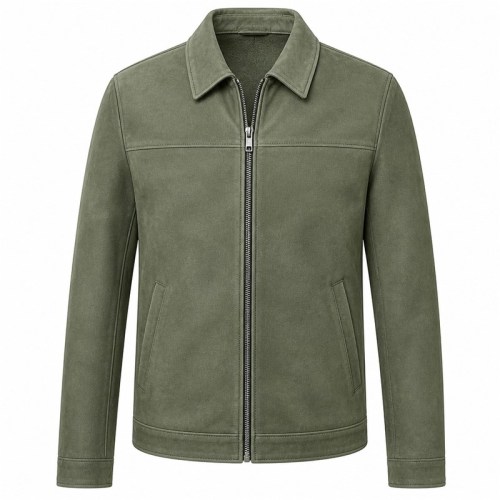 Men's Highland Sage Green Leather Blazer Jacket, Colombian Cut
