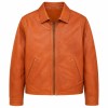 Men's Tropical Clay Orange Casual Leather Jacket, Colombian Cut