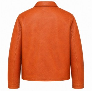 Men's Tropical Clay Orange Casual Leather Jacket, Colombian Cut