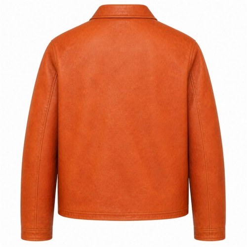 Men's Tropical Clay Orange Casual Leather Jacket, Colombian Cut