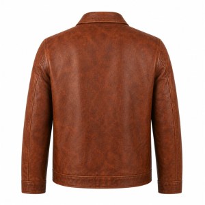 Men's Vintage Terracotta Brown Heritage Leather Jacket, Korean Cut