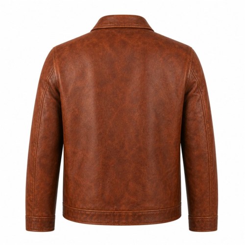 Men's Vintage Terracotta Brown Heritage Leather Jacket, Korean Cut