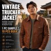 Men's Vintage Terracotta Brown Heritage Leather Jacket, Korean Cut