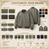 Men's Grey Olive Spliced Vegan Leather Varsity Jacket, Korean Cut