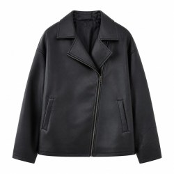 Men's Smoky Black Relaxed Biker PU Leather Jacket, Korean Cut