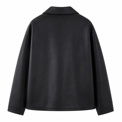 Men's Smoky Black Relaxed Biker PU Leather Jacket, Korean Cut