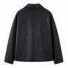 Men's Smoky Black Relaxed Biker PU Leather Jacket, Korean Cut