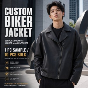 Men's Smoky Black Relaxed Biker PU Leather Jacket, Korean Cut
