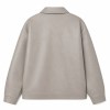 Men's Oatmeal Grey Casual PU Leather Jacket, Plain Korean Cut