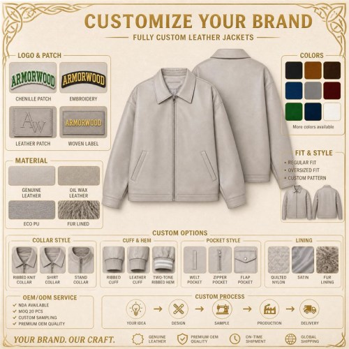 Men's Oatmeal Grey Casual PU Leather Jacket, Plain Korean Cut