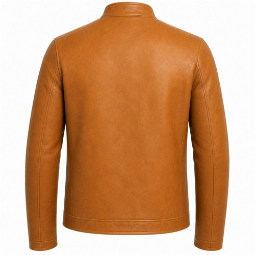 Men's Andes Sand Dune Camel Racer Leather Jacket, Peruvian Cut