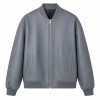 Men's Mineral Stone Grey Blue Bomber Leather Jacket, Peruvian Cut