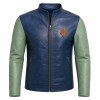 Men's Indigo Mint Rider Leather Jacket, Plain Moroccan Rider Cut