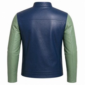 Men's Indigo Mint Rider Leather Jacket, Plain Moroccan Rider Cut