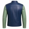 Men's Indigo Mint Rider Leather Jacket, Plain Moroccan Rider Cut