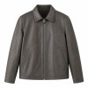 Men's Volcanic Rock Grey Casual Leather Jacket, Plain Mexican Cut