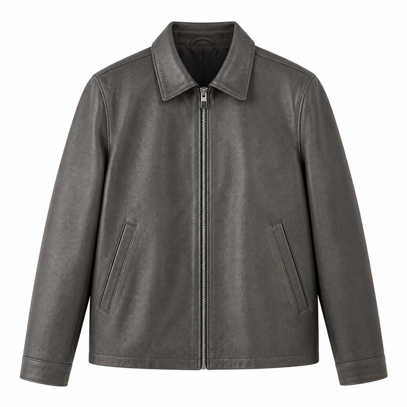 Men's Volcanic Rock Grey Casual Leather Jacket, Plain Mexican Cut