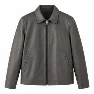Men's Volcanic Rock Grey Casual Leather Jacket, Plain Mexican Cut