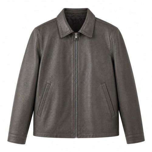Men's Volcanic Rock Grey Casual Leather Jacket, Plain Mexican Cut