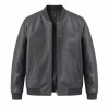 Men's Charcoal Grey Minimalist Vegan Leather Varsity Jacket, Japanese Cut