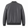 Men's Charcoal Grey Minimalist Vegan Leather Varsity Jacket, Japanese Cut