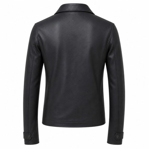 Men's Deep Charcoal Slim Biker PU Leather Jacket, Japanese Cut