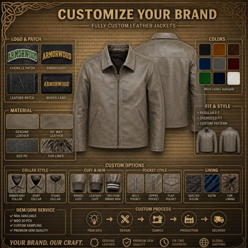 Men's Grey Khaki Casual PU Leather Jacket, Plain Japanese Cut