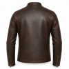 Men's Distressed Dark Tea Brown Leather Jacket, Japanese Cut