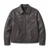 Men's Fog Charcoal Grey Oil Waxed Leather Jacket, Japanese Cut
