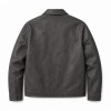 Men's Fog Charcoal Grey Oil Waxed Leather Jacket, Japanese Cut