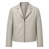 Men's Mist Rice Grey Nappa Leather Blazer Jacket, Japanese Cut