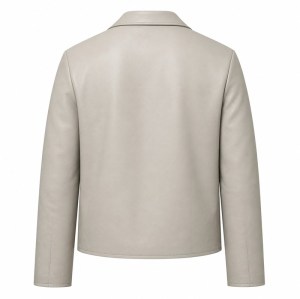 Men's Mist Rice Grey Nappa Leather Blazer Jacket, Japanese Cut