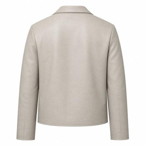 Men's Mist Rice Grey Nappa Leather Blazer Jacket, Japanese Cut