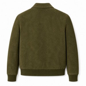 Men's Olive Suede Hunter Leather Jacket, Plain Saudi Arabian Cut