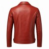 Men's Earthy Clay Red Biker Leather Jacket, Plain Turkish Cut