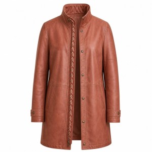 Men's Petra Rose Long Line Leather Jacket, Plain Jordanian Cut