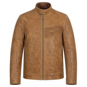 Men's Sand Brown Nomad Outdoor Leather Jacket, Plain Jordanian Cut