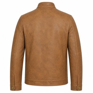 Men's Sand Brown Nomad Outdoor Leather Jacket, Plain Jordanian Cut