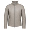 Men's Salt Lake Beige Grey Windproof Leather Jacket, Chilean Cut