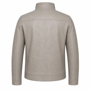 Men's Salt Lake Beige Grey Windproof Leather Jacket, Chilean Cut