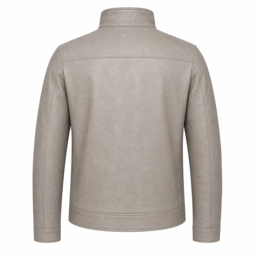 Men's Salt Lake Beige Grey Windproof Leather Jacket, Chilean Cut