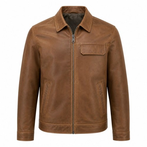 Men's Canyon Tea Brown Outdoor Leather Jacket, Plain Chilean Cut