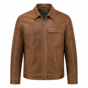 Men's Canyon Tea Brown Outdoor Leather Jacket, Plain Chilean Cut