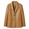 Men's Light Camel Nappa Refined Leather Jacket, Plain Macau Cut