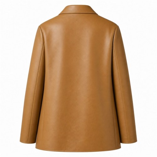 Men's Light Camel Nappa Refined Leather Jacket, Plain Macau Cut