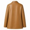 Men's Light Camel Nappa Refined Leather Jacket, Plain Macau Cut