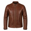 Men's Terracotta Vintage Rider Leather Jacket, Plain Macau Cut