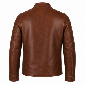 Men's Terracotta Vintage Rider Leather Jacket, Plain Macau Cut